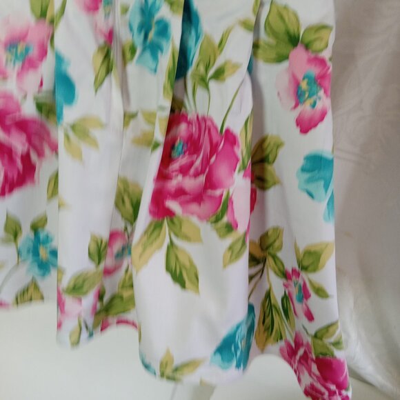 Le Chateau Size 7/8 Cotton Flower Floral White Pink Blue Peony Y2K Vintage Med - Picture 9 of 14
